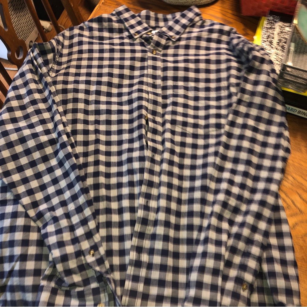 Men's Navy and Gray  Check Button-Up Shirt